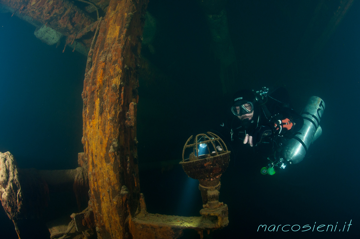 February 2018: Haven shipwreck inside the engine room - photo credit Marco Sieni